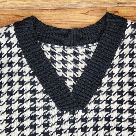 OVERSIZED HOUNDSTOOTH SWEATER VEST DARK ACADEMIA PREPPY BUSINESSWEAR - Picture 4 of 5